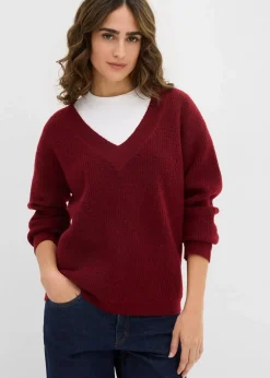 Damen bonprix Bekleidung·Umstandsmode|Strickmode|Strickpullover mit tiefem V-Ausschnitt