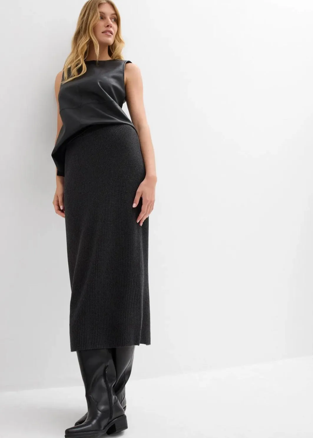 Damen bonprix Bekleidung·Sportbekleidung|Röcke|Strickrock aus reiner Baumwolle