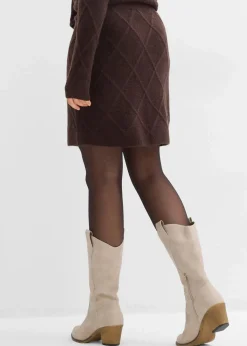 Damen bonprix Bekleidung·Sportbekleidung|Zweiteiler & Sets|Strickrock aus Zopfstrick