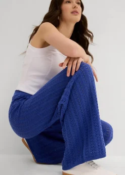 Damen bonprix Hosen|Strick-Schlupfhose mit Lochmuster