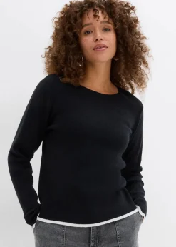 Damen bonprix Bekleidung·Umstandsmode|Strickmode|Strickshirt mit Kontrastsaum