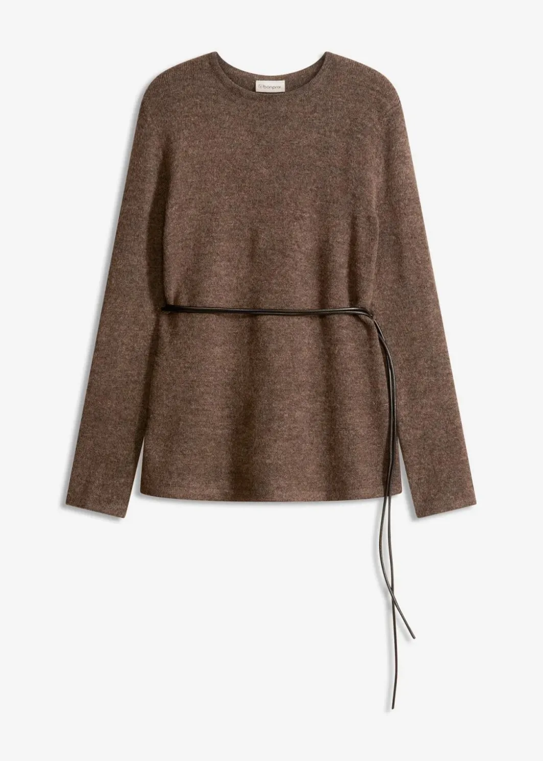 Damen bonprix Bekleidung·Umstandsmode|Strickmode|Strickshirt mit Wollanteil und Lederimitat- Bindeband