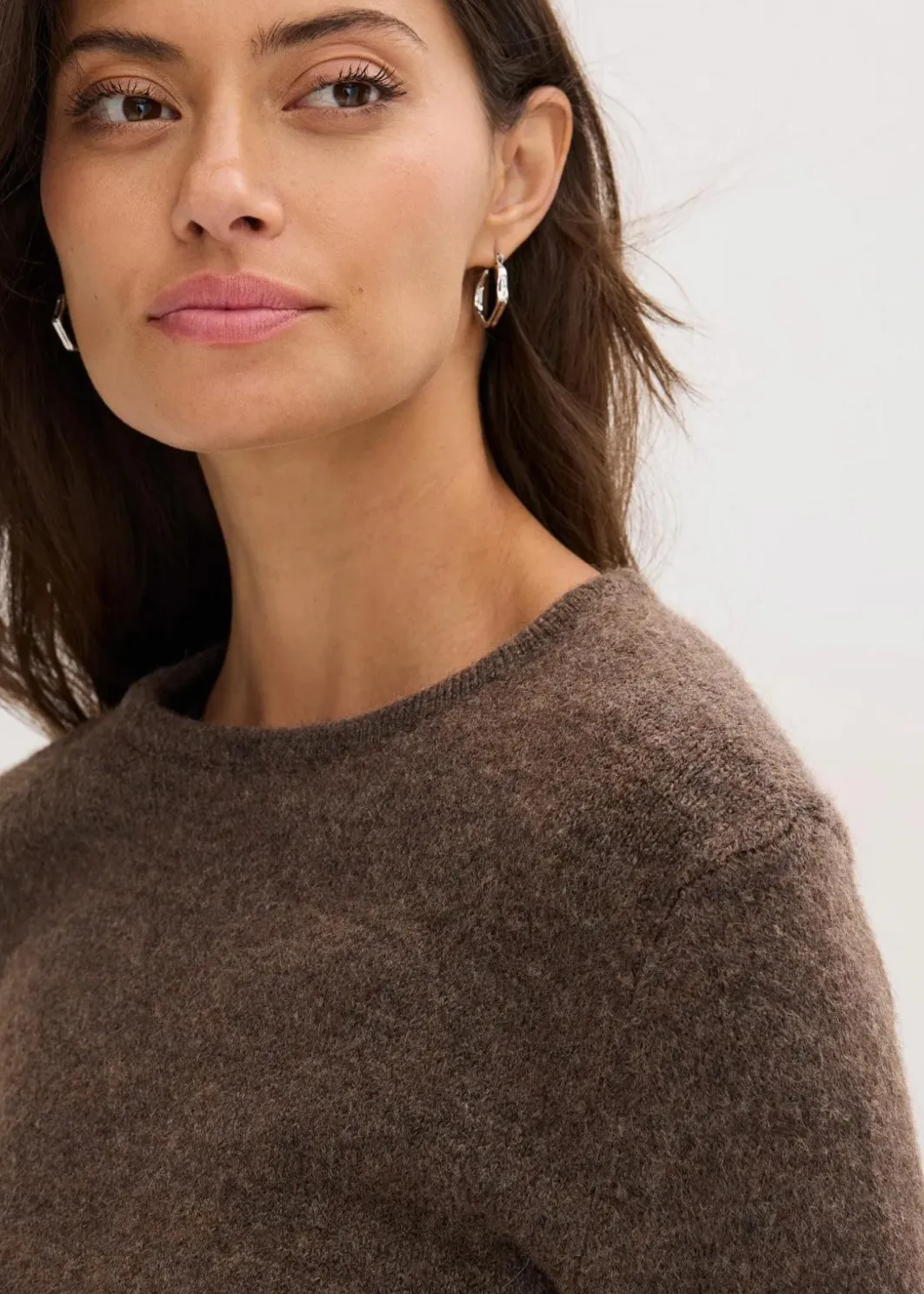Damen bonprix Bekleidung·Umstandsmode|Strickmode|Strickshirt mit Wollanteil und Lederimitat- Bindeband
