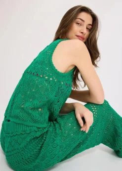 Discount Stricktop mit Lochstrickmuster Damen Shirts & Tops|Strickmode