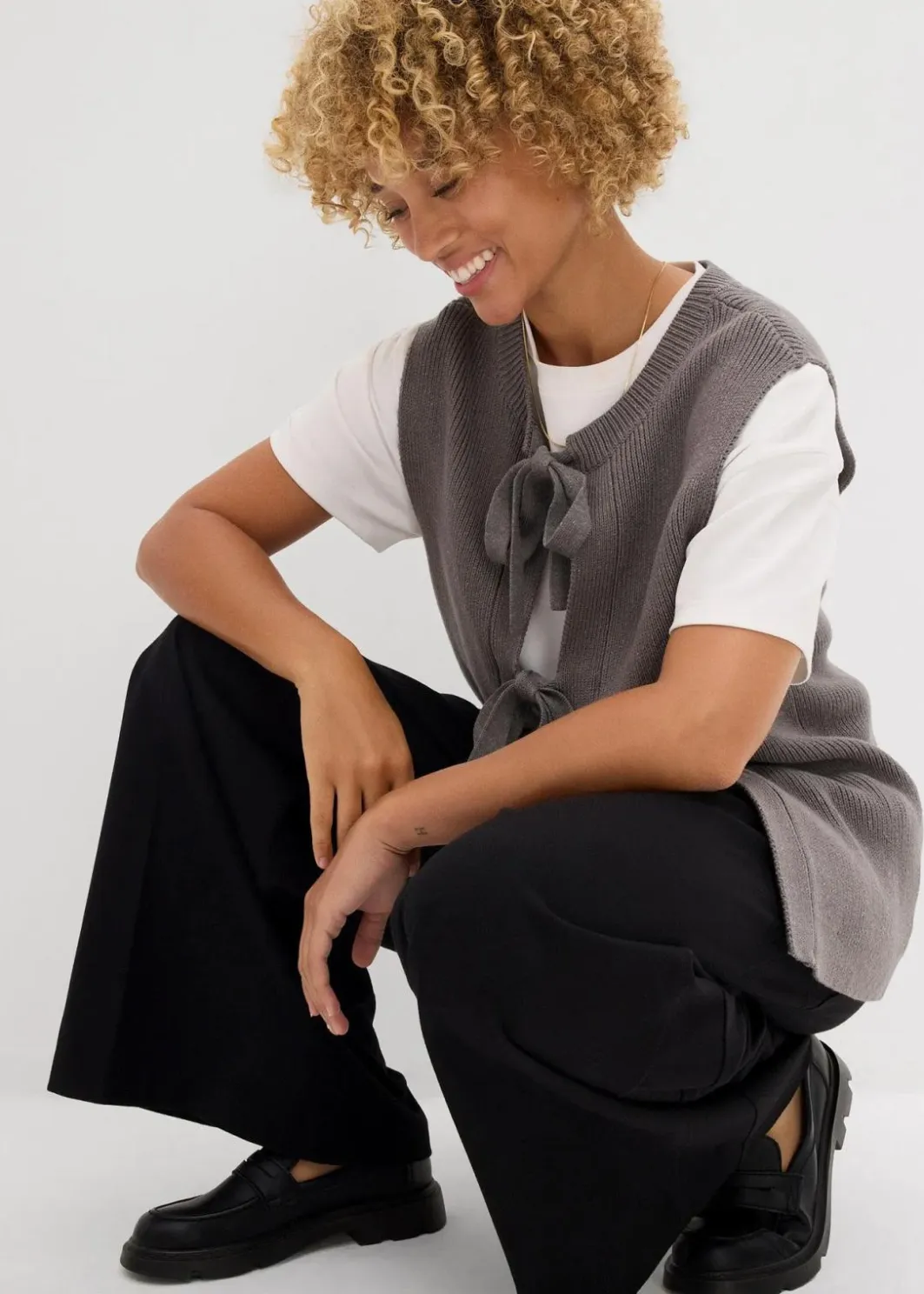 Damen bonprix Bekleidung·Umstandsmode|Bekleidung·Jeans|Strick-Weste aus Baumwoll-Mix