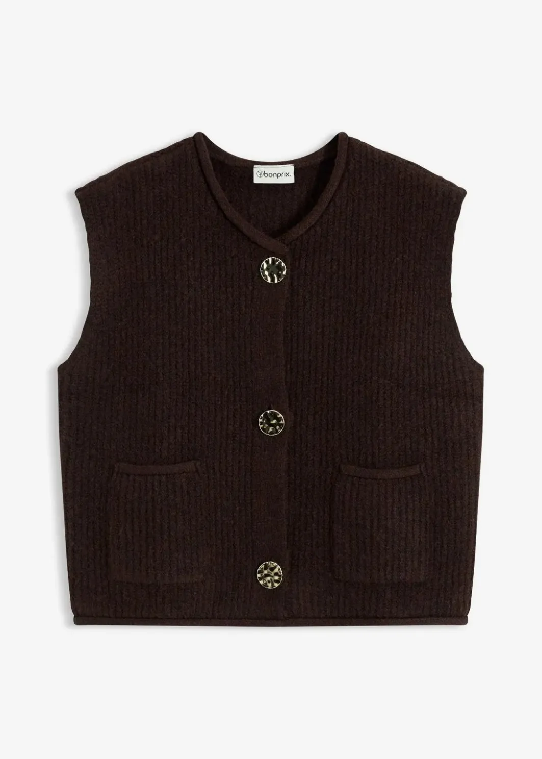 Damen bonprix Bekleidung·Umstandsmode|Bekleidung·Hosen|Strickweste mit dekorativen Knöpfen