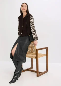 Damen bonprix Bekleidung·Umstandsmode|Bekleidung·Hosen|Strickweste mit dekorativen Knöpfen