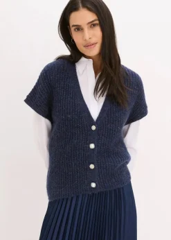 Sale Strick-Weste mit dekorativen Knöpfen und Wollanteil Damen Bekleidung·Umstandsmode|Strickmode