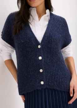 Sale Strick-Weste mit dekorativen Knöpfen und Wollanteil Damen Bekleidung·Umstandsmode|Strickmode