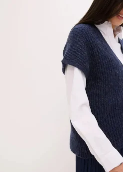 Sale Strick-Weste mit dekorativen Knöpfen und Wollanteil Damen Bekleidung·Umstandsmode|Strickmode