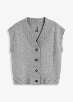 Damen bonprix Strickmode|Jacken & Mäntel|Strickweste mit Zopfmuster