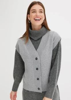 Damen bonprix Strickmode|Jacken & Mäntel|Strickweste mit Zopfmuster