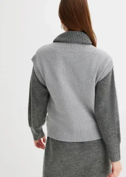 Damen bonprix Strickmode|Jacken & Mäntel|Strickweste mit Zopfmuster