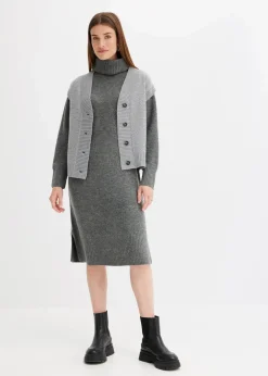 Damen bonprix Strickmode|Jacken & Mäntel|Strickweste mit Zopfmuster