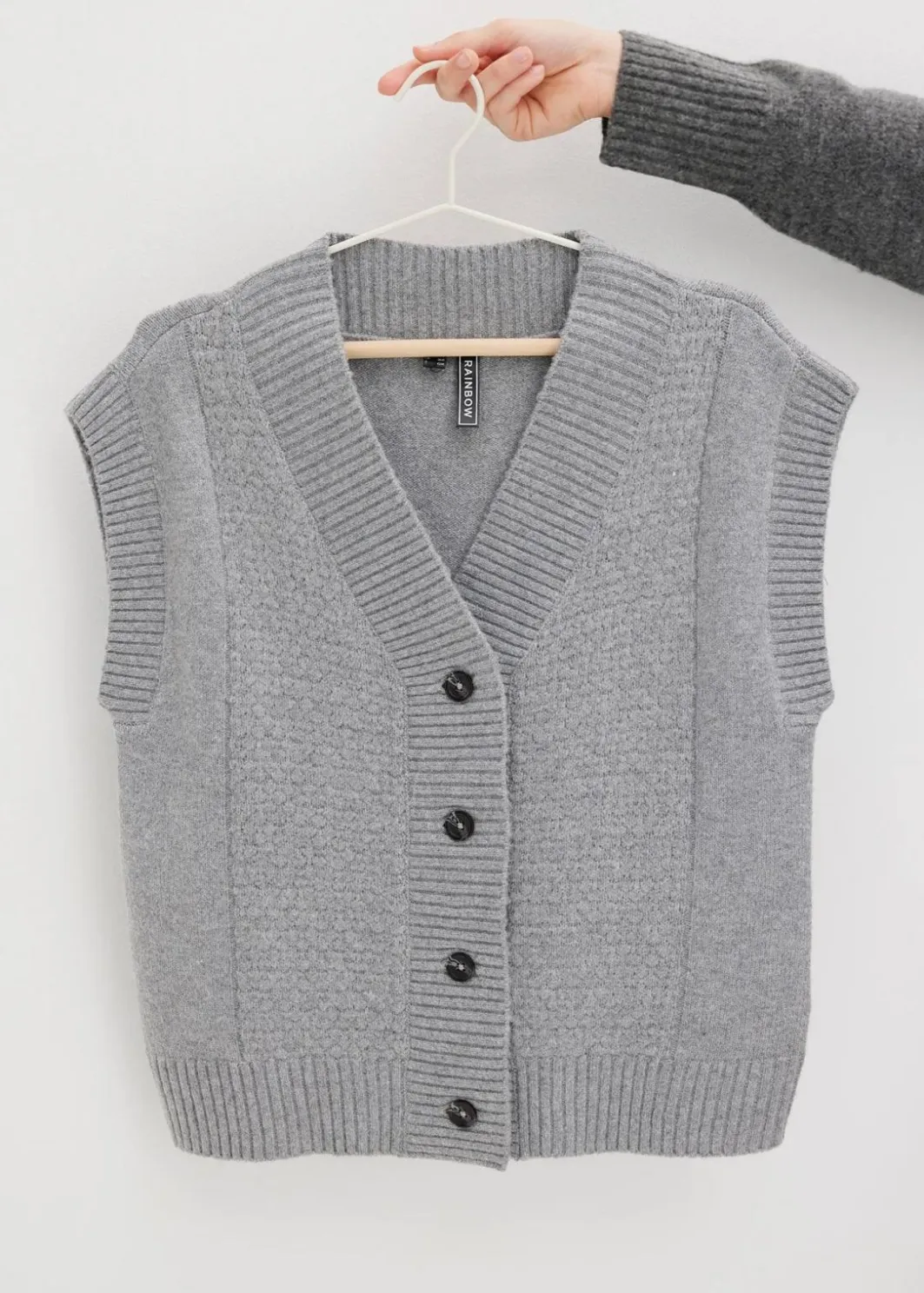 Damen bonprix Strickmode|Jacken & Mäntel|Strickweste mit Zopfmuster