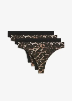 Damen bonprix Wäsche·Baumwollunterwäsche|Wäsche·Höschen|String (4er Pack)