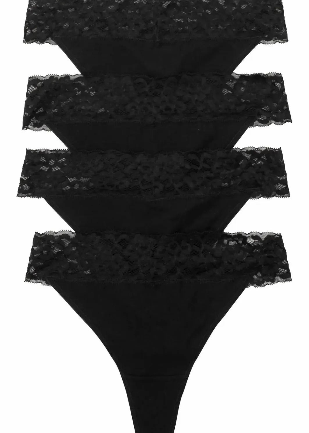 Damen bonprix Wäsche·Baumwollunterwäsche|Wäsche·Höschen|String mit Baumwolle (4er Pack)