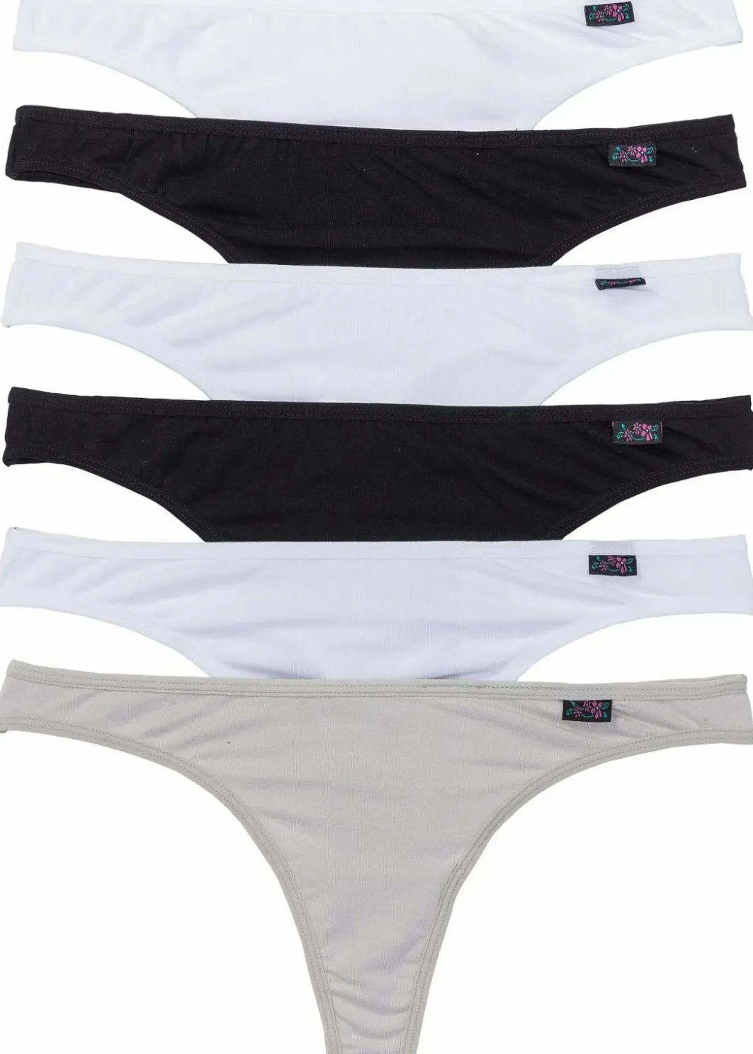Damen bonprix Höschen|Baumwollunterwäsche|String mit Bio-Baumwolle (6er Pack)