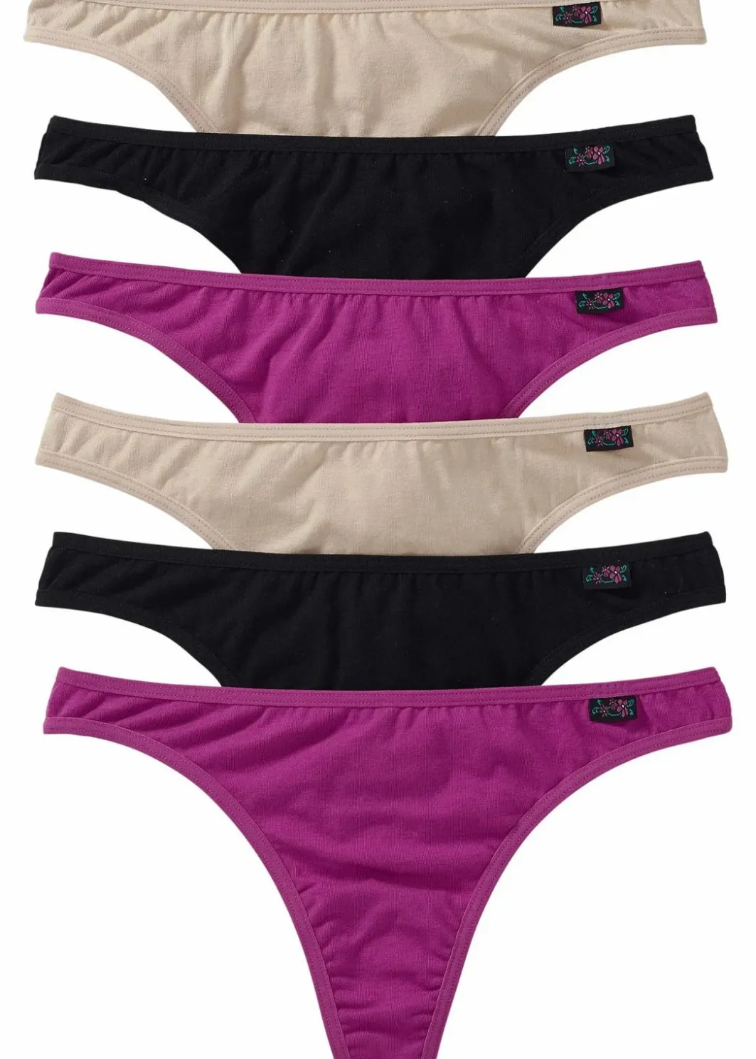 Outlet String mit Bio-Baumwolle (6er Pack) Damen Höschen|Baumwollunterwäsche