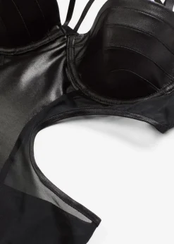 Damen bonprix Große Cups D-H|Erotikwäsche|Stringbody ouvert mit Wetlook