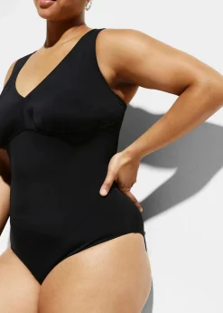 Damen bonprix Nachhaltigere Materialien|Bademode·Badeanzüge|Strong Shape-Badeanzug mit V-Ausschnitt