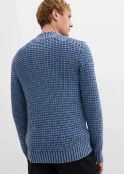 Best Strukturierter Grobstrick-Troyer in gewaschener Optik mit Baumwolle Herren Große Größen|Pullover & Strickjacken