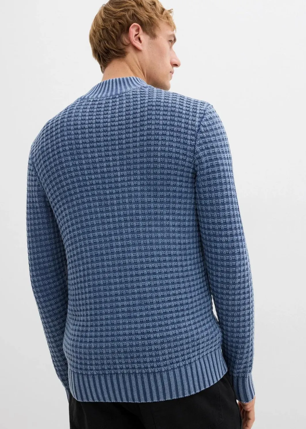Best Strukturierter Grobstrick-Troyer in gewaschener Optik mit Baumwolle Herren Große Größen|Pullover & Strickjacken