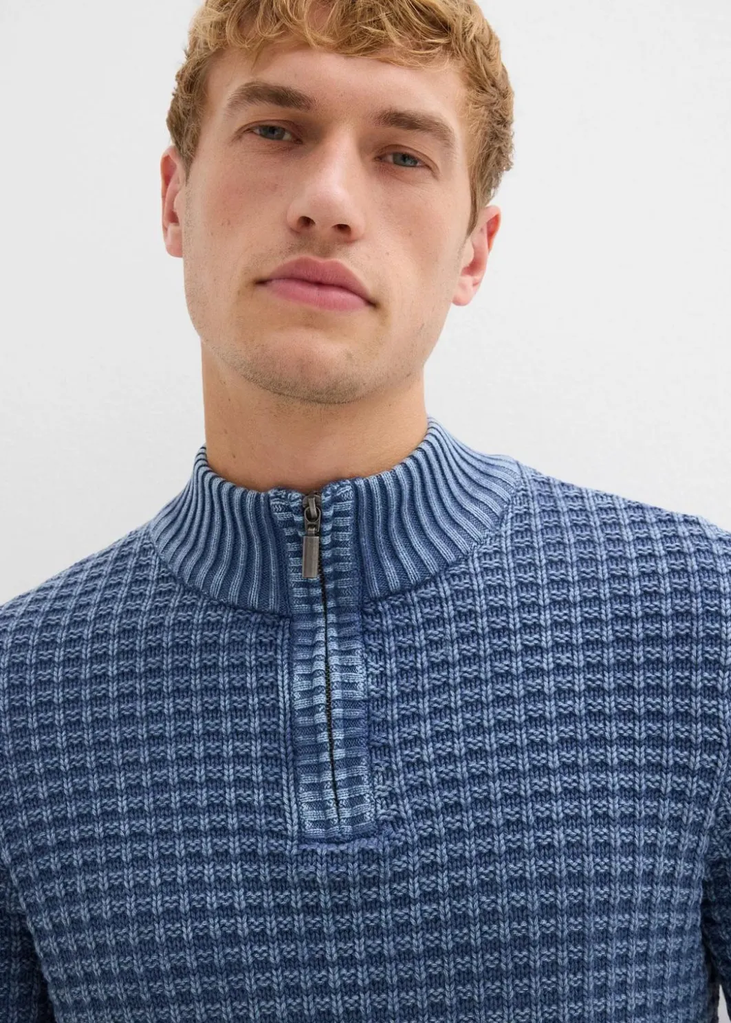 Best Strukturierter Grobstrick-Troyer in gewaschener Optik mit Baumwolle Herren Große Größen|Pullover & Strickjacken