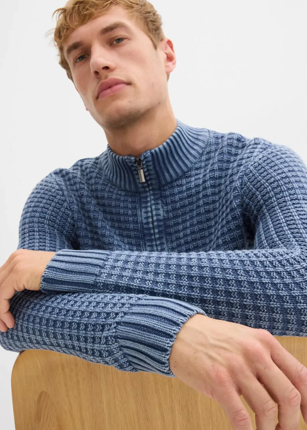 Best Strukturierter Grobstrick-Troyer in gewaschener Optik mit Baumwolle Herren Große Größen|Pullover & Strickjacken