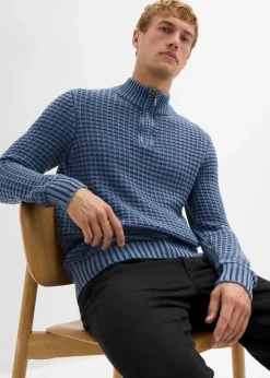 Best Strukturierter Grobstrick-Troyer in gewaschener Optik mit Baumwolle Herren Große Größen|Pullover & Strickjacken