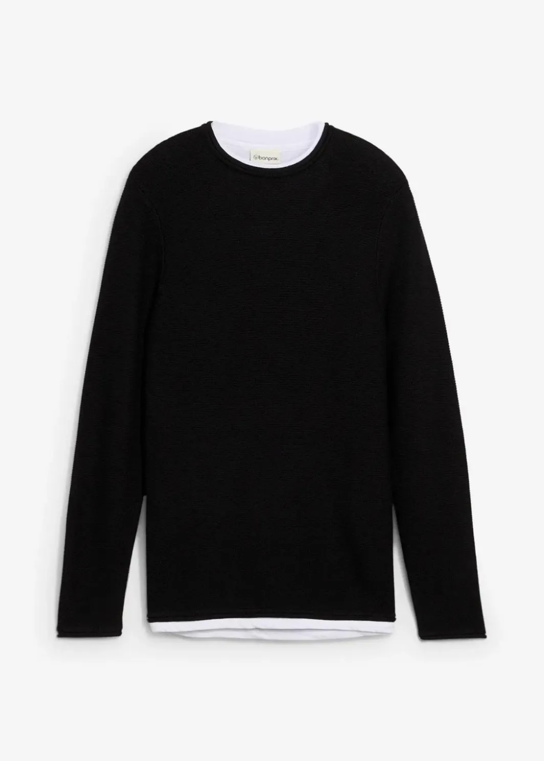 Sale strukturierter Pullover in 2 in 1 Optik aus Baumwoll-Mix Herren Große Größen|Pullover & Strickjacken