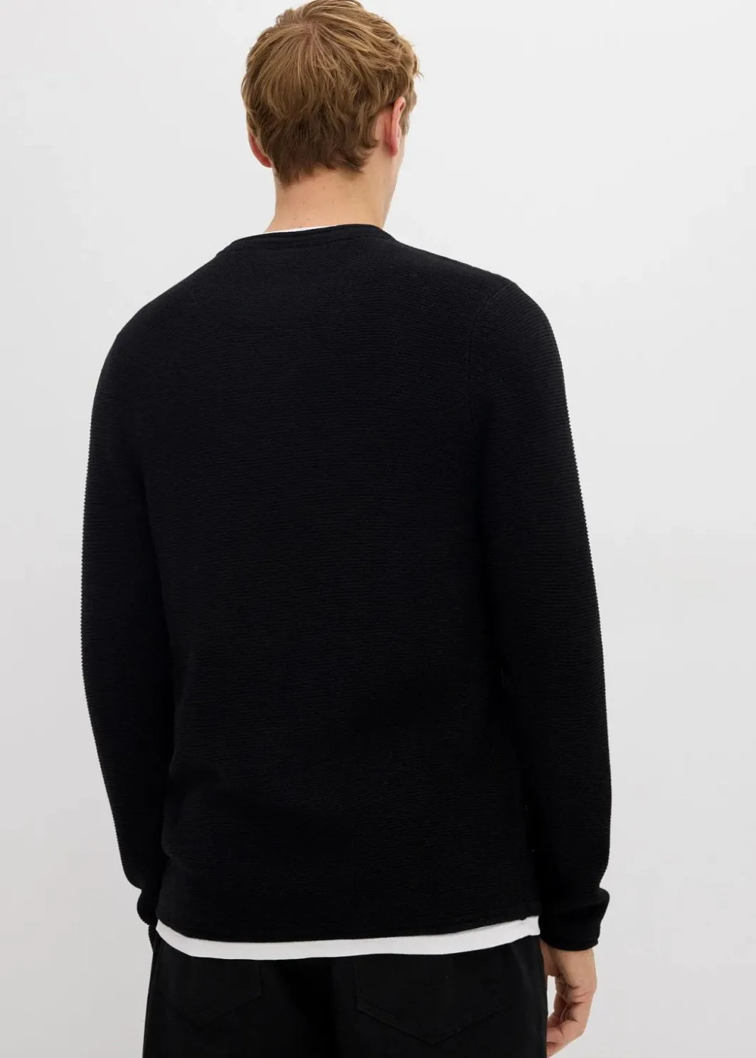 Sale strukturierter Pullover in 2 in 1 Optik aus Baumwoll-Mix Herren Große Größen|Pullover & Strickjacken