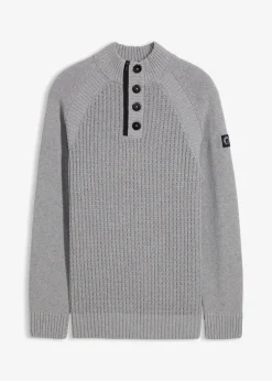Herren bonprix Pullover & Strickjacken|Große Größen|Strukturierter-Stehkragenpullover mit recycelter Baumwolle