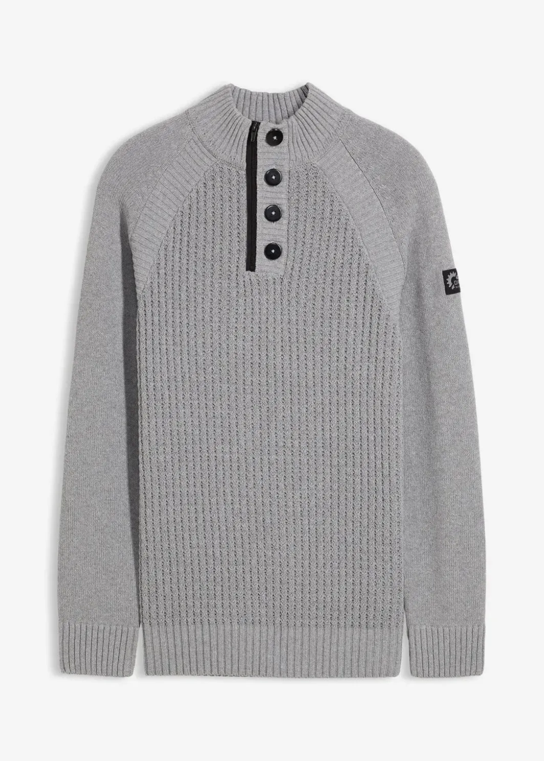 Herren bonprix Pullover & Strickjacken|Große Größen|Strukturierter-Stehkragenpullover mit recycelter Baumwolle