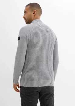 Herren bonprix Pullover & Strickjacken|Große Größen|Strukturierter-Stehkragenpullover mit recycelter Baumwolle