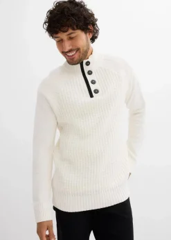 Clearance Strukturierter-Stehkragenpullover mit recycelter Baumwolle Herren Große Größen|Pullover & Strickjacken