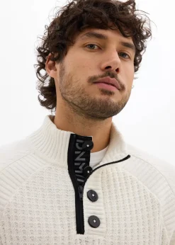 Clearance Strukturierter-Stehkragenpullover mit recycelter Baumwolle Herren Große Größen|Pullover & Strickjacken