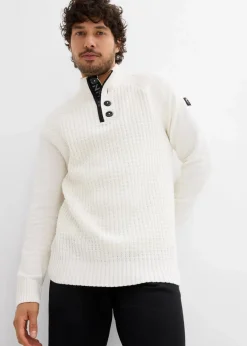 Clearance Strukturierter-Stehkragenpullover mit recycelter Baumwolle Herren Große Größen|Pullover & Strickjacken