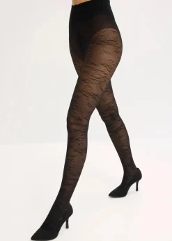 Damen bonprix Wäsche·Socken & Strumpfhosen|Socken & Strumpfhosen|Strumpfhose mit floralem Netzmuster