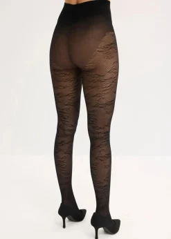 Damen bonprix Wäsche·Socken & Strumpfhosen|Socken & Strumpfhosen|Strumpfhose mit floralem Netzmuster