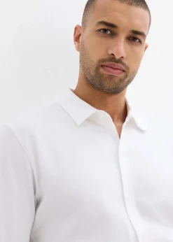 Herren bonprix Hemden|Große Größen|Super-Stretchhemd aus Baumwoll-Piqué, Slim Fit