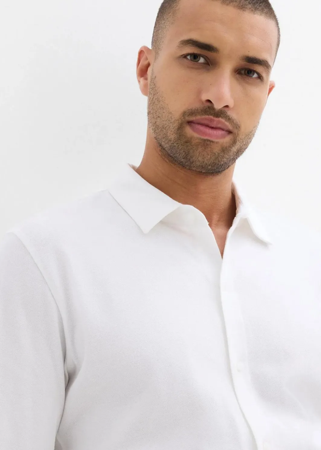 Herren bonprix Hemden|Große Größen|Super-Stretchhemd aus Baumwoll-Piqué, Slim Fit