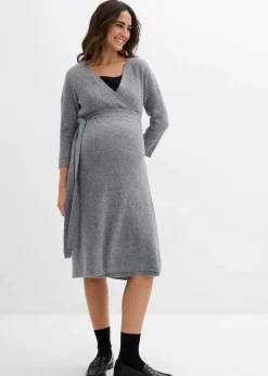 Damen bonprix Nachhaltigere Materialien|Bekleidung·Blazer|Superweiches Umstands- und Stillstrickkleid mit 3/4 Ärmeln