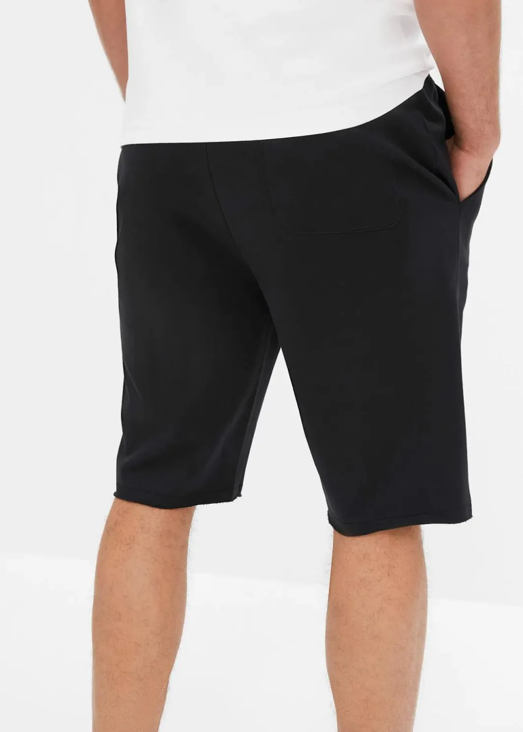 Herren bonprix Große Größen|Shorts|Sweat-Bermuda mit offenen Kanten aus reiner Bio Baumwolle, Loose Fit