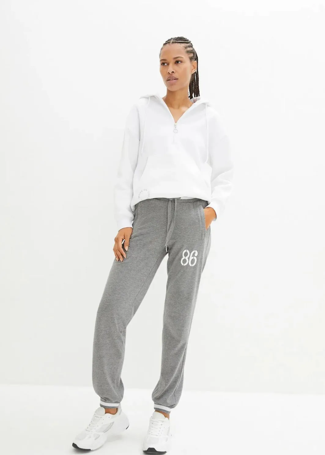 Damen bonprix Hosen|Sweat|Sweathose aus elastischem Baumwoll-Mix