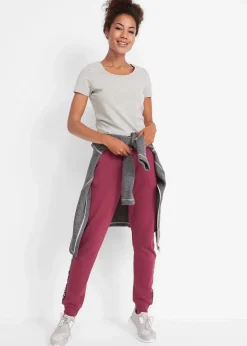 Hot Sweathose mit Bündchen und Statement-Druck Damen Hosen|Sweat