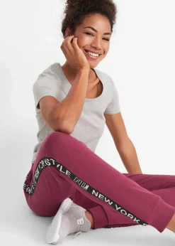 Hot Sweathose mit Bündchen und Statement-Druck Damen Hosen|Sweat