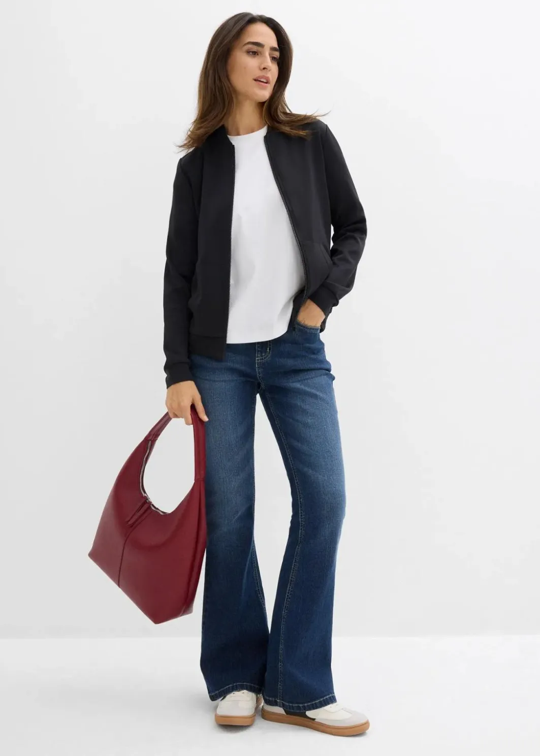 Damen bonprix Bekleidung·Röcke|Bekleidung·Blusen & Tuniken|Sweatjacke aus Scuba mit Reißverschluss