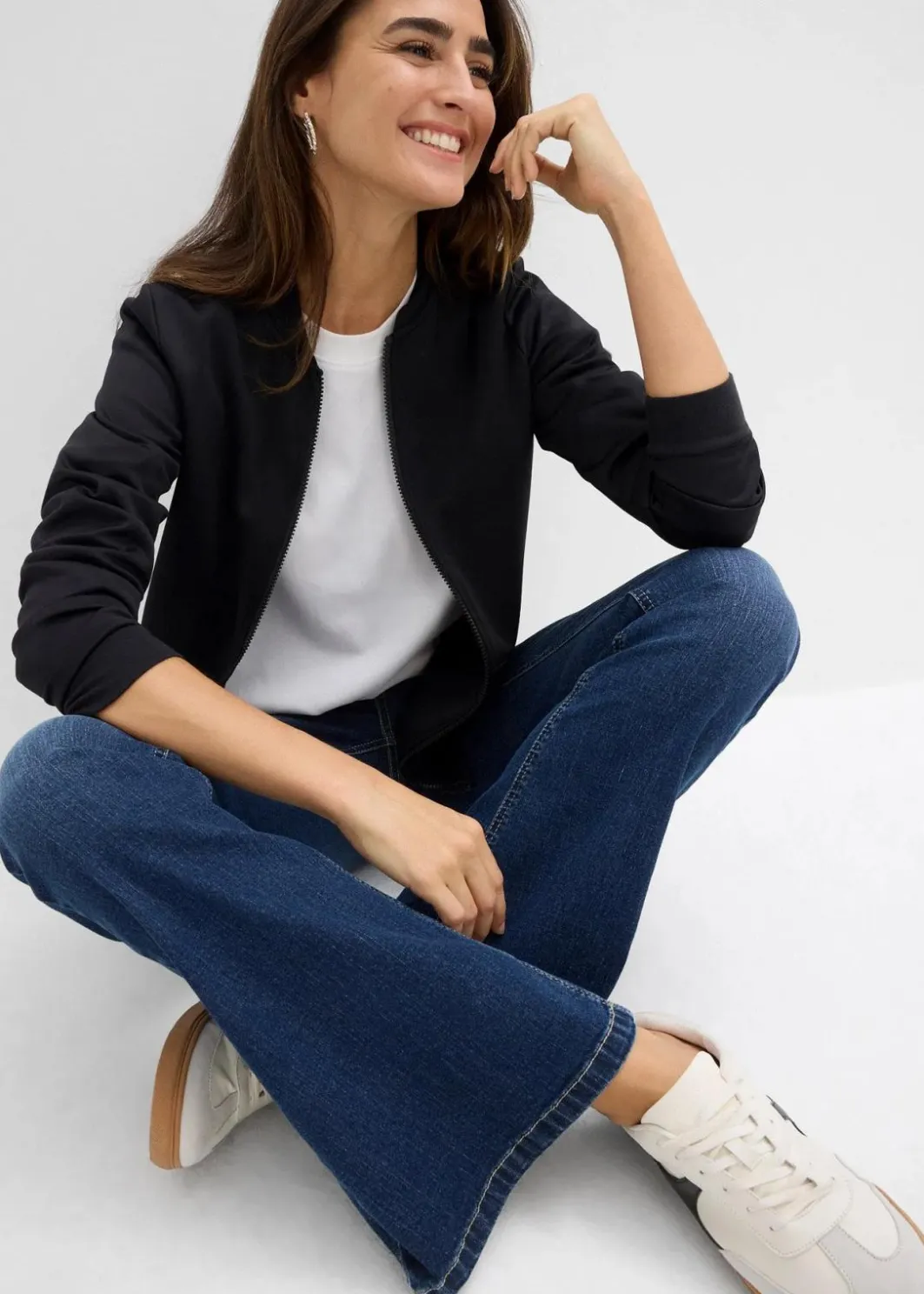 Damen bonprix Bekleidung·Röcke|Bekleidung·Blusen & Tuniken|Sweatjacke aus Scuba mit Reißverschluss