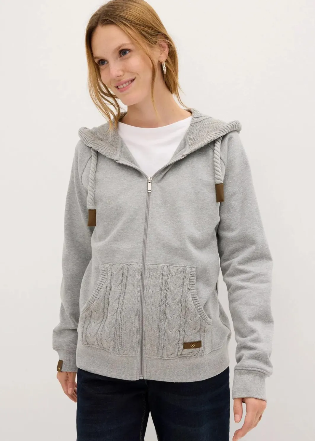 Sweatjacke mit Strickkapuze und Tasche Damen Bekleidung·Blusen & Tuniken|Nachhaltigere Materialien